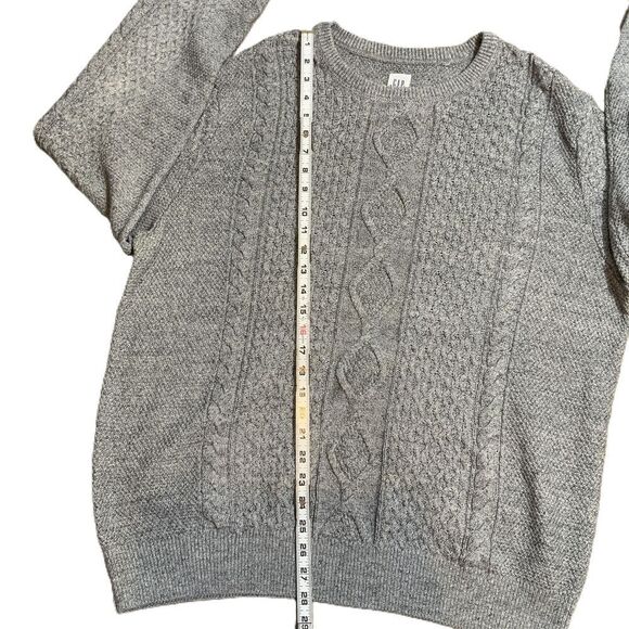 GAP Mens Grey Crew Neck Cable Knit Sweater Size XXL Preppy Grandpacore Academia - Picture 7 of 10